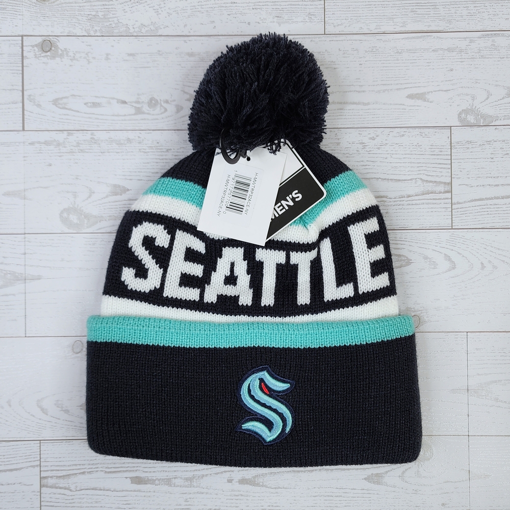 Seattle Kraken Hockey Pom Beanie Hat NHL OSFA NWT